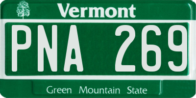 VT license plate PNA269
