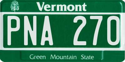 VT license plate PNA270