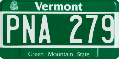 VT license plate PNA279