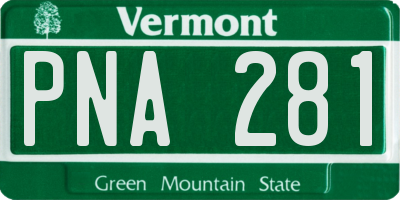 VT license plate PNA281