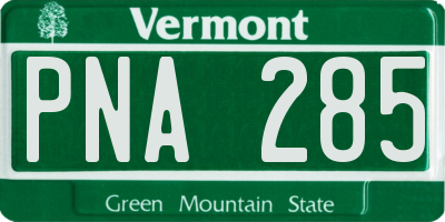 VT license plate PNA285