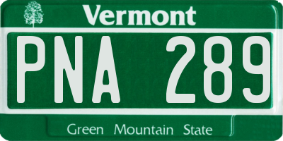 VT license plate PNA289