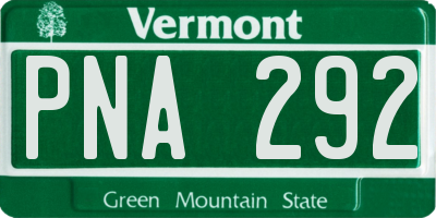 VT license plate PNA292