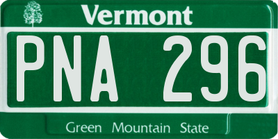 VT license plate PNA296