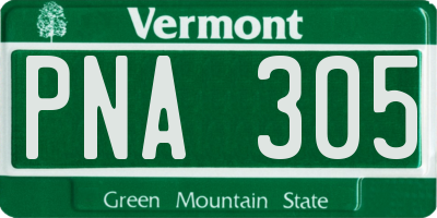 VT license plate PNA305