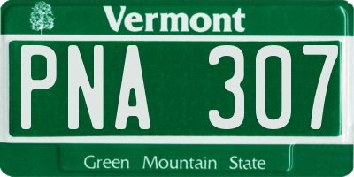 VT license plate PNA307