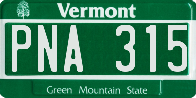 VT license plate PNA315