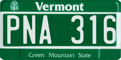 VT license plate PNA316