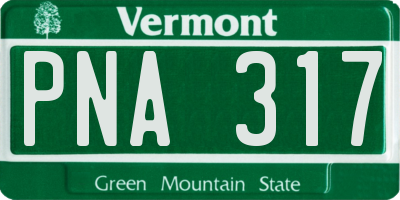VT license plate PNA317