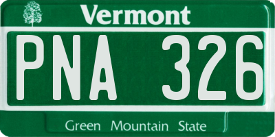 VT license plate PNA326