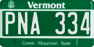 VT license plate PNA334