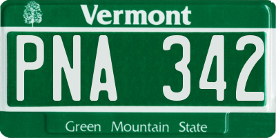 VT license plate PNA342