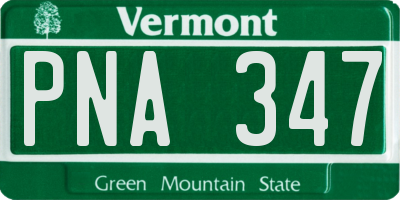VT license plate PNA347