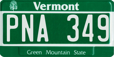 VT license plate PNA349