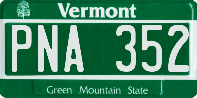 VT license plate PNA352