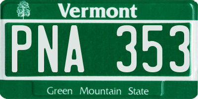 VT license plate PNA353