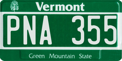 VT license plate PNA355