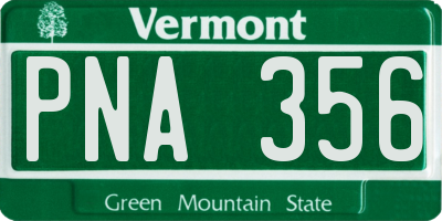 VT license plate PNA356