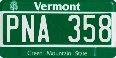 VT license plate PNA358