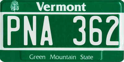 VT license plate PNA362