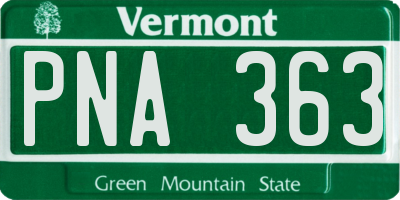 VT license plate PNA363