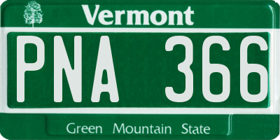 VT license plate PNA366