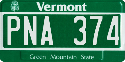 VT license plate PNA374