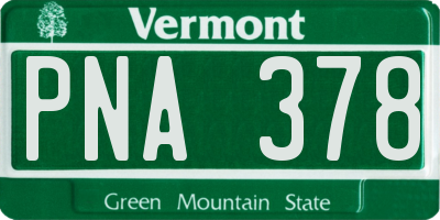 VT license plate PNA378