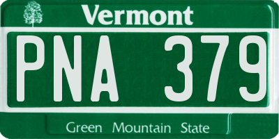 VT license plate PNA379