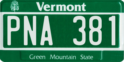 VT license plate PNA381