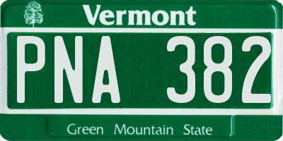 VT license plate PNA382