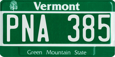 VT license plate PNA385