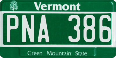 VT license plate PNA386