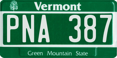 VT license plate PNA387