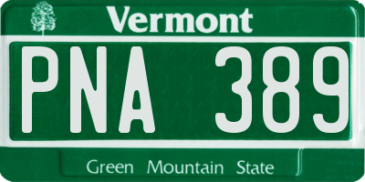 VT license plate PNA389