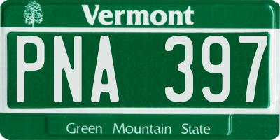 VT license plate PNA397