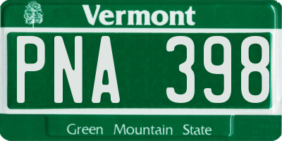 VT license plate PNA398