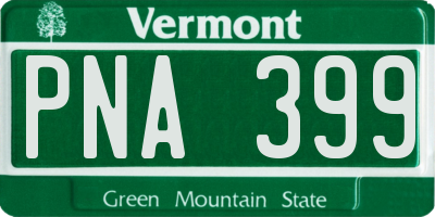 VT license plate PNA399
