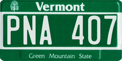 VT license plate PNA407
