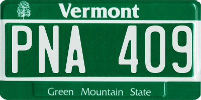 VT license plate PNA409