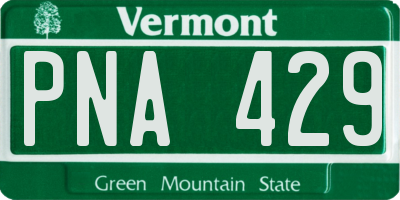VT license plate PNA429