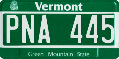 VT license plate PNA445