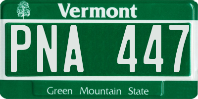 VT license plate PNA447