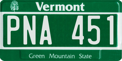 VT license plate PNA451