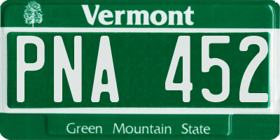 VT license plate PNA452