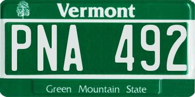 VT license plate PNA492