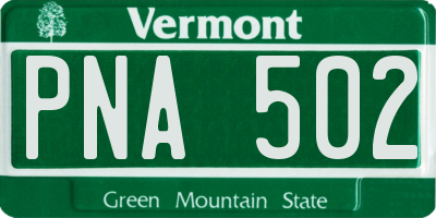 VT license plate PNA502