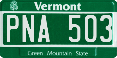 VT license plate PNA503