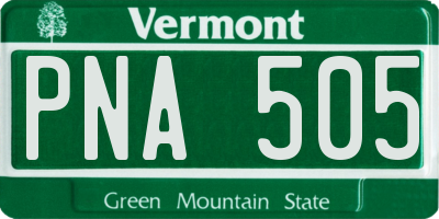 VT license plate PNA505