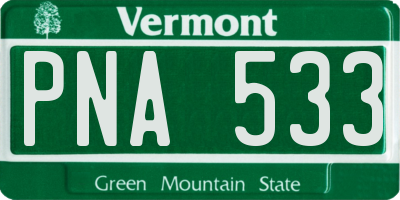 VT license plate PNA533